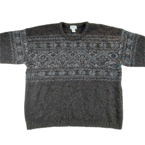 Vintage LL Bean Men´s XXL Brown Beige Design Knit Fisherman´s 